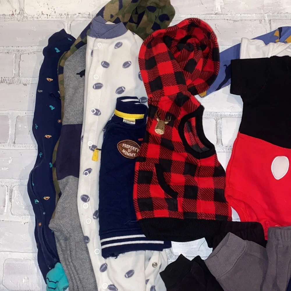 Babyboy 6m fall & winter footie onesie bundle!!